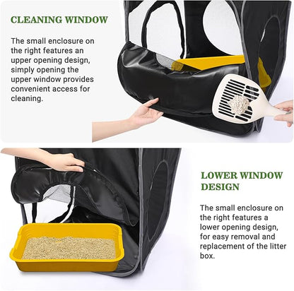 Royizen Puppy Cat Tent Playpen Foldable Waterproof Dog Crate Kennel Indoor Outdoor Portable Playpen Kitten and Small Pets Pop Up Kennel Cat Travel Carrier with Litter Box Enclosure, Black