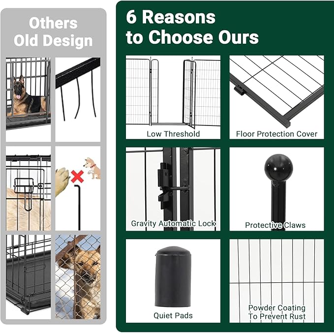 Dog Playpen,48 Inch(H) 18 Ft(L) 8 Panels Dog Fence Indoor/Outdoor,Heavy Duty Metal Pet Puppy Exercise Pen, Wide Door Low Threshold,Portable Pet Playpen for Rv Camping Garden Yard