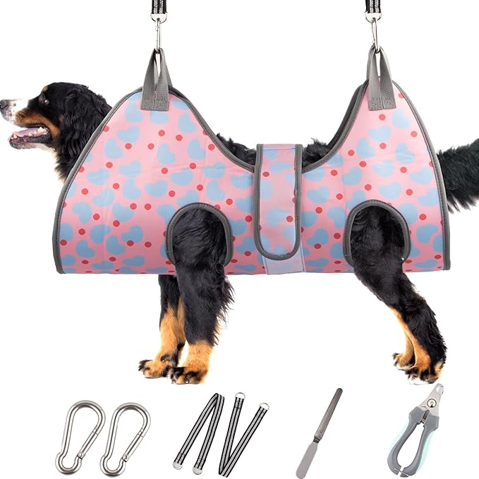 Dog Grooming Hammock for XXL Large Dogs Nail Trimming, Dog Grooming Harness for Cutting Nails, Pet Grooming Sling Helper with Nail Clippers/Nail Trimmers