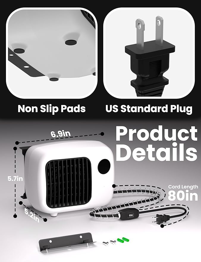 Dog House Heater with Thermostat: Pet House Heater with Overheat Protection, 300W 600W 2 Heating Mode, Anti Chew Cord, Chicken Coop Heater for Outside, Hound Kennel, Cat Cage, Rabbit Hutch