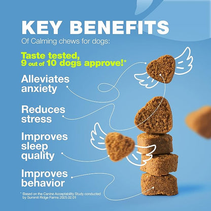 Hemp Calming Chews for Dogs Anxiety - Dog Calming Treats with Melatonin, Valerian Root, Chamomile Extract & Vitamin B Complex - Canine Chews for Vet Visits, Grooming, Travel, Thunderstorms, Fireworks