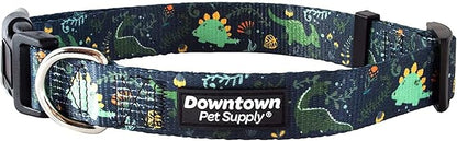 Downtown Pet Supply - Best, Cute & Fancy Dog Collar - Lightweight Adjustable Dog Collar with Quick Buckle & D-Ring - Hand Wash Safe - Dino - S - Small Dog Collar