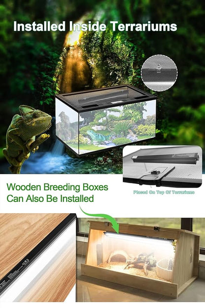 8W T5 HO UVB Reptile Light Fixture Kit, Terrarium Hood Light with Reptile Desert UVB 10.0 Fluorescent Tube