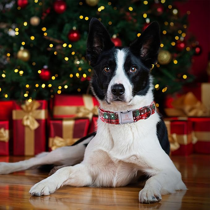 Lionheart glory Christmas Plaid Dog Collar, Dogs Collar Adjustable Soft and Comfortable Dog Collars for Medium Dogs Girl or Boy Pet Gift Fall Collar Dog Collar