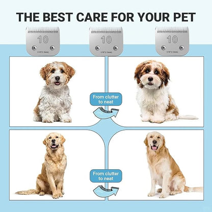 2PCS 10 Blades Dog Grooming Blades Compatible with Andis,Oster A5,Wahl km10 Dog Clippers,Size-#10, 1/16-Inch Cut Length (2pcs #10 (1.5mm))