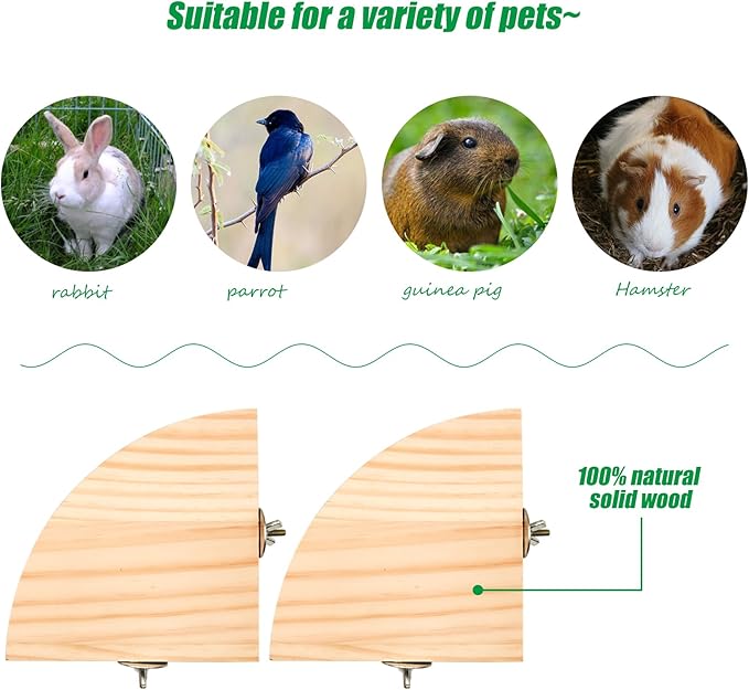 2 Pack Bird Perch Platform, Parrot Stand Sector Playground Wood Perch Stand Toy Cage Accessories Exercise Toy for Parakeet Conure Cockatiel Budgie Gerbil Rat Mouse Chinchilla Hamster(Set 3)