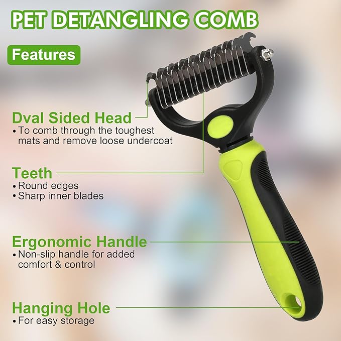 Pet Grooming Brush Kit 7pcs, Cat Brush with Release Button Brush Set -Cat Brush&Nail Clippers File Set for Cat Dogs Long matted Haired Pets and Nail Repair
