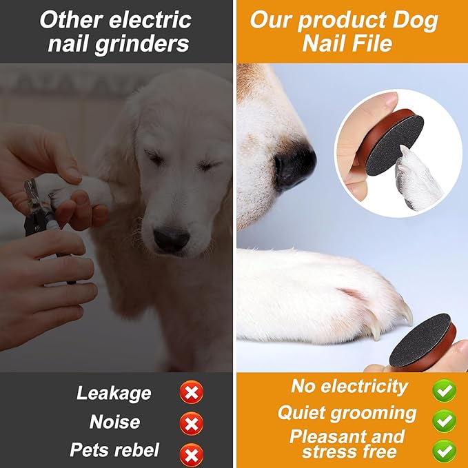 Dog Nail File, Pet Nail File Manual Dog Nail Grinder Easy Nail File Stress Free with Replaceable Sandpaper Wooden Dog Scratch Board Trimmer Kit for Pets Cats