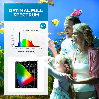 Lominie LED Aquarium Light, Remote Control 80W Planted Fish Tank Light Asta120 Clamp Clip Lamp for Freshwater Refugium Algae Fish Tank with Gooseneck (F120 80W Freshwater)