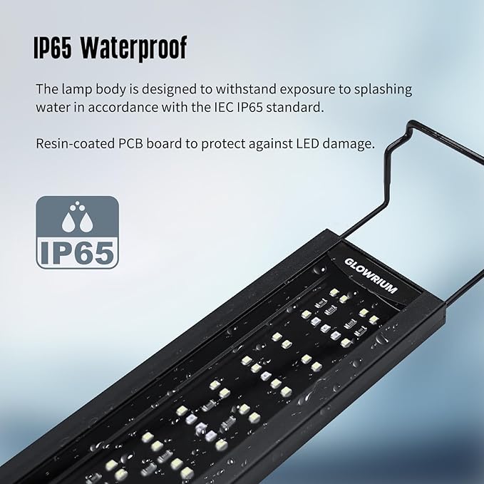 GLOWRIUM Aquarium Light, LED Freshwater Fish Tank Light with Timer, Full Spectrum Planted Aquarium Grow Lights with Daylight/Moonlight Mode, Brightness Adjustable, Auto On/Off (12-17 in)