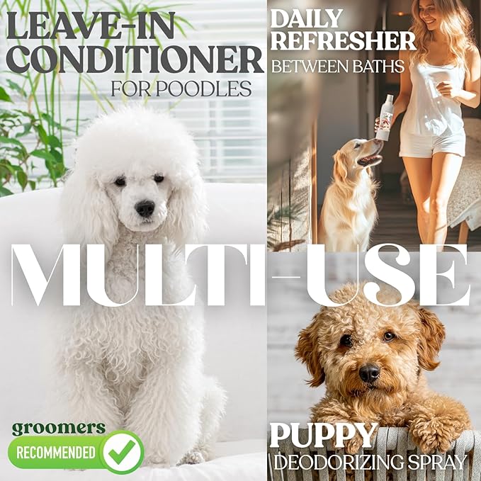 Dog Detangler Spray with Shortcake Fragrance - Natural Pet Nose Friendly Ingredients Used for Sensitive Skin - Dog Leave in Conditioner for Poodles - Made in USA - Pet Perfume Spray Long Lasting 8 oz