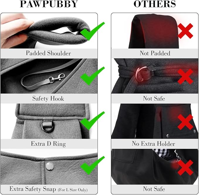 Dog & Cat Carrier Sling, Adjustable Soft Padded Shoulder Puppy Carrier, Hands-Free Dog Carrier Bag with Double Safety Buckles Premium Material for Outdoor Travel (Dark Gray, M)