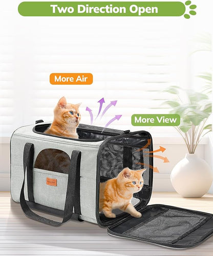 Morpilot Cat Carrier with Wheels Airline Approved, Pet Dog Carrier with Wheels for Small Dogs, Rolling Cat Carrier for Cats Puppy, Stroller Detachable and Foldable Pet Travel Bag (Large - Light Gray)