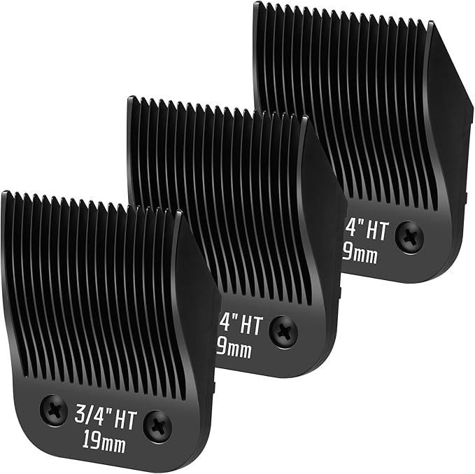 3 Pack 3/4HT Detachable Dog Grooming Steel Blades,Compatible with Andis,Oster A5,Wahl KM-10 Series,Cut Length 3/4" 19MM ï¼_lackï¼