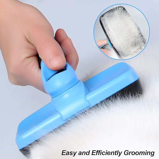 Fida Self Cleaning Slicker Brush with Protective Ball Tips, Dog Brush/Cat Brush for Shedding and Grooming Loose Undercoat, Mats - for Small, Medium & Large Dogs and Cats with Short to Long Hair