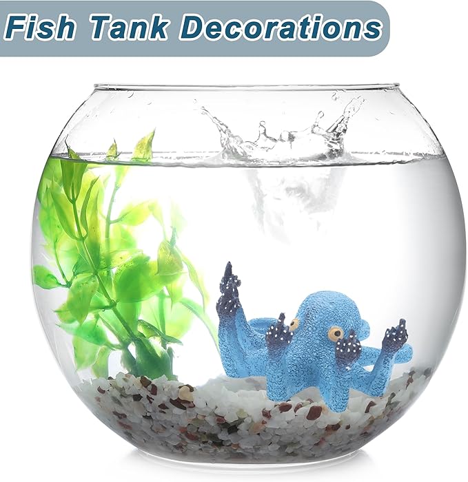 Blue Resin Octopus Aquarium Ornament, Funny Fish Tank Decoration