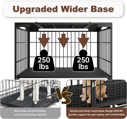 54 Inch Heavy Duty Dog Crate with Wheelsï¼_ndestructible Escape-Proof Dog Cage for Large Dogs, Extra Large XL XXL Indestructible Dog Crate with Removable Tray.