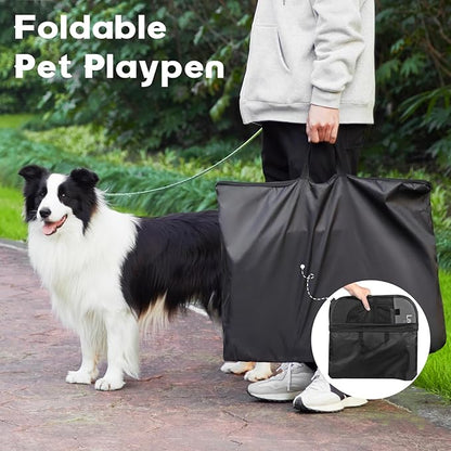 Love's cabin Pet Puppy Dog Playpen, Medium Dog Tent Crates Cage Indoor/Outdoor, Portable Playpen for Dog and Cat, Foldable Pop Up Dog Kennel Playpen with Carring Case, Removable Zipper Top, Dark Grey