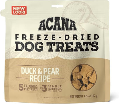 Singles Freeze Dried Dog Treats, Limited Ingredient Grain Free Duck & Pear Recipe, 3.25oz