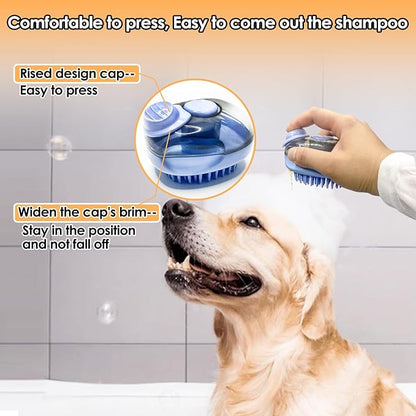 Dog Bath Brush, Can Get into the Pet' Hair to Scrub Dog Scrubber for Bath, Easy to Come Out the Shampoo Dog Shower Brush, Upgrade Silicone Deshedding Dog & Cat Brush, Dog Washing Dispenser Brush