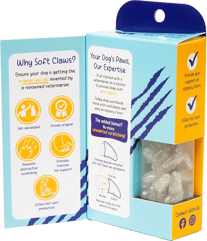 Soft Claws Canine Dog and Cat Nail Caps Take Home Kit, Medium, Sparkle Silver