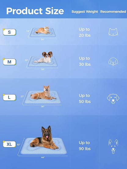 Rywell Dog Cooling Mat ,36*27 Super Thick & Comfortable Cooling Mat for Large Dog with Arc-Chill 3.0 & PCM Tech(Q-Max>0.5), Endothermic Color Changing&Dual Sided for All-Year Use, Portable for Pet Bed