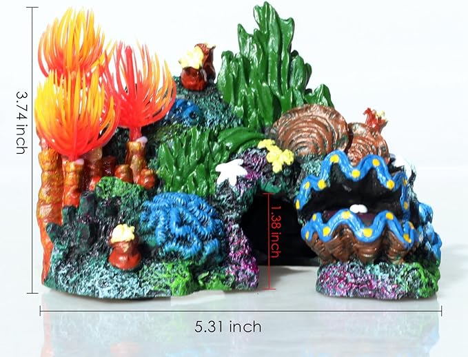 Fish Tank Decoration - Coral Aquarium Decoration Simulation - Fighting Fish Dodge Cave Betalie Fish Colorful Coral Mountain (Small)
