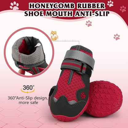 Dog Shoes for Large Medium Small Dog, Mesh Breathable Dog Shoes for Hot Pavement, Anti-Slip Dogs Boots Paw Protectors with Reflective for Outdoor Walking Indoor Hardfloors (Size 1)