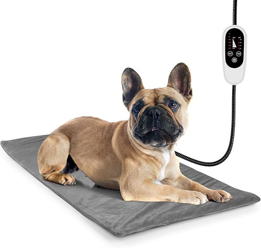 NICREW Dog Heating Pad, Temperature Adjustable Heated Dog Bed with Auto Shut Off Timer, Indoor Pet Heated Bed Mat for Cats and Dogs, 27.5 x 15.7 Inches