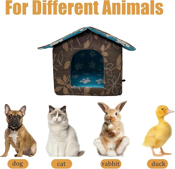Soft Waterproof Dog House with Pad Pets Foldable Cool Cave Sleeping Bed for Dogs Cats Hamster Small Animal House All Weather Black