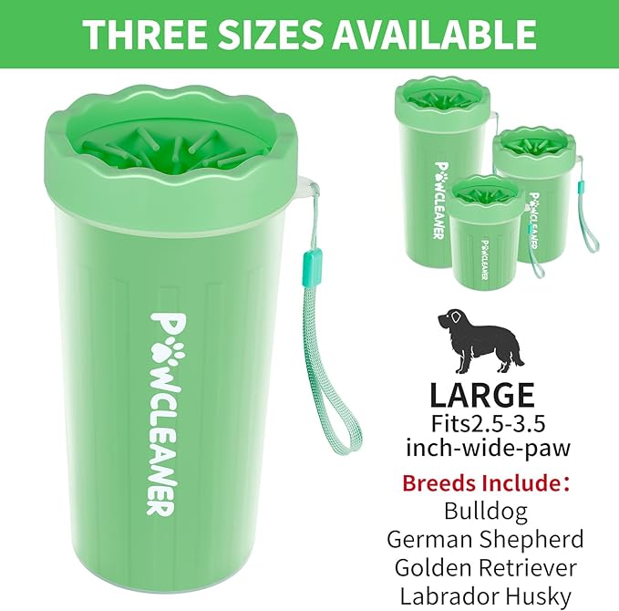 Dog Paw Cleaner for Dogs, (with 3Pcs Absorbent Towels & Adjustable Dog Bath Brush) Dog Paw Washer,Buddy Muddy Pet Foot Cleaner (Light Green, Large)
