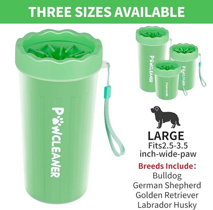 Dog Paw Cleaner for Dogs, (with 3Pcs Absorbent Towels & Adjustable Bath Brush) Dog Paw Washer, Pet Foot Cleaner (Light Green, Large)