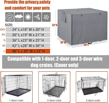 48Inch Wire Dog Crate Cover,Durable Windproof Privacy Polyester Pet Kennel Covers,Breathable Blackout Cover for 1/2/3 Door Dog Cage. (48" L x 30" W x 33" H,Grey)