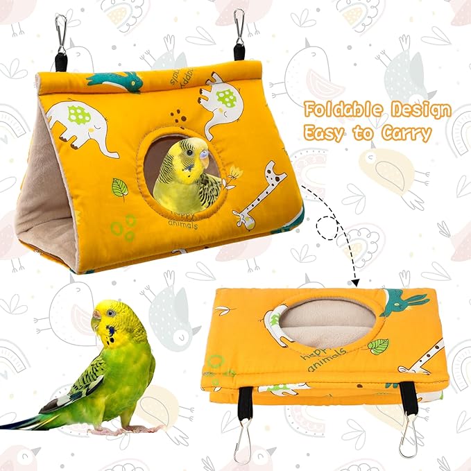 Rypet Winter Warm Bird Nest House - Hanging Hammock Velvet Shed Hut Cage Plush Fluffy Birds Hideaway Sleeping Bed Fuzzy for Parrot Parakeet Cockatiels Budgies Lovebird Smallï¼_ellowï¼