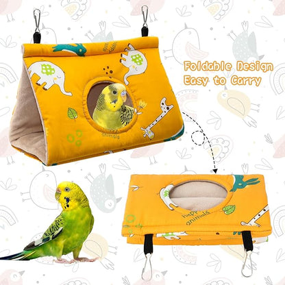 Rypet Winter Warm Bird Nest House - Hanging Hammock Velvet Shed Hut Cage Plush Fluffy Birds Hideaway Sleeping Bed Fuzzy for Parrot Parakeet Cockatiels Budgies Lovebird Smallï¼_ellowï¼