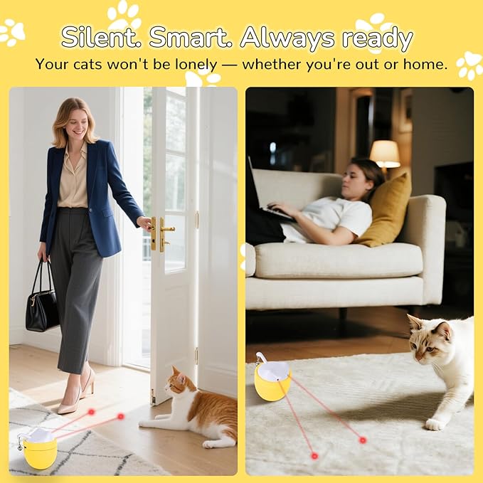 Cat Laser Toy Automatic with Dual Beams, Quiet 35–38dB Rotation, Wobble Base & 3 Modes – Automatic Laser Cat Toy for Indoor Cats and Kittens, Fun Interactive Play