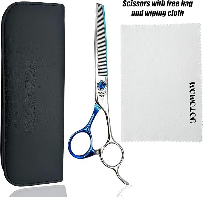 7 inches Professional Thinning Dog Grooming Scissors Made of Japanese Advanced Stainless Steel Pet Shears with Diamond Adjustable Screw for Dogs and Cats
