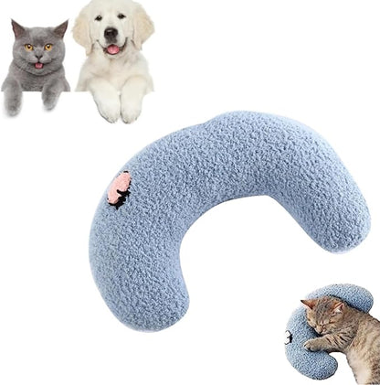 Pillow for Cats, Dog Calming Pillow for Small Dogs Ultra Soft Fluffy Pet Calming Toy Half Donut Cuddler Cozy Cat Bed Pillow U-Shaped Pillow for Pet Sleeping Improve Joint Relief, Blue