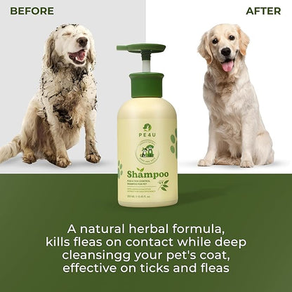 Natural Pet Shampoo for Dogs & Cats – Dog Shampoo Itchy Skin Relief, Odor Control & Deep Cleansing – Plant Based Formula Dog Shampoo Cat Shampoo – Safe for Sensitive Skin, Reduce Shedding – 1 Box