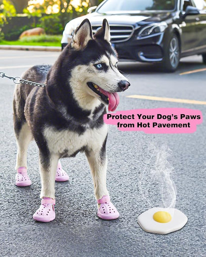 Dog Boots for Hot Pavement & Snow, Waterproof Non-Slip Dog Shoes with Reflective Straps, Adjustable Pet Booties for Small to Large Dogs, Outdoor Paw Protection, 4Pcs