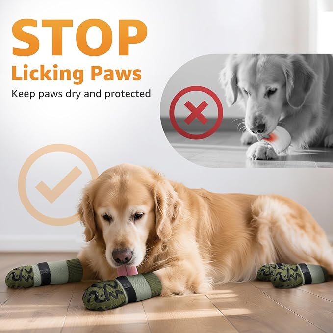 Double Sides Non-Slip Dog Socks to Prevent Licking Paws - Strong Traction for Paw Protector, Senior Dogs, Hardwood Floors, Dog Booties with Grippers - Size Small