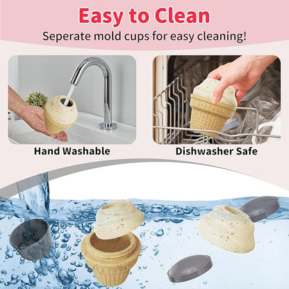 Interactive Dog Toys for Aggressive Chewers, /No Oil Needed/Smooth Screwing Frozen Treat Freezable Dog Puzzle Treat Dispensing Toy to Keep Them Busy for Small Medium Large Breeds, Cream White