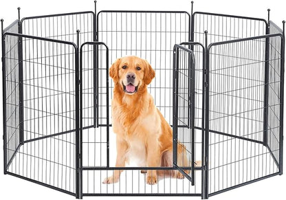 Dog Playpen, Dog Fences for The Yard, Portable Outdoor Dog Playpen for Large/Medium/Small Dogs, Foldable Metal Dog playpen, with Doors (8 Panels, 40")