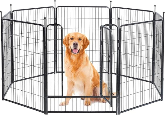 Dog Playpen, Dog Fences for The Yard, Portable Outdoor Dog Playpen for Large/Medium/Small Dogs, Foldable Metal Dog playpen, with Doors (8 Panels, 40")