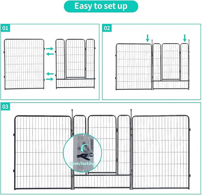 Dog Playpen, Dog Fences for The Yard, Portable Outdoor Dog Playpen for Large/Medium/Small Dogs, Foldable Metal Dog playpen, with Doors (16 Panels, 40")