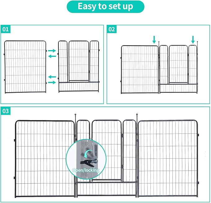 Dog Playpen, Dog Fences for The Yard, Portable Outdoor Dog Playpen for Large/Medium/Small Dogs, Foldable Metal Dog playpen, with Doors (32 Panels, 40")