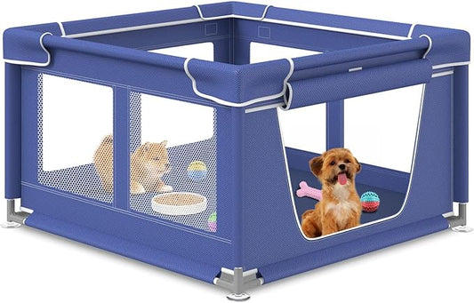 Dog Playpen 42 _ 42 Inch, Puppy PlayPen with Gate for Puppies, Small and Medium Dogs, Pet PlayPen for Outdoors & Indoors