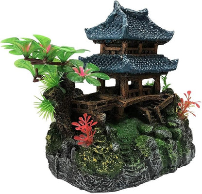 SLOCME Aquarium Classical Resin Castle Decorations - Fish Tank Realistic Details, Green Leaf Aquarium Accessories