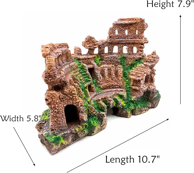 M2cbridge Antique Roman Column Ruins European Castle Aquarium Decorations Fish Tank Hideout Rocks (Roman Column Ruins)