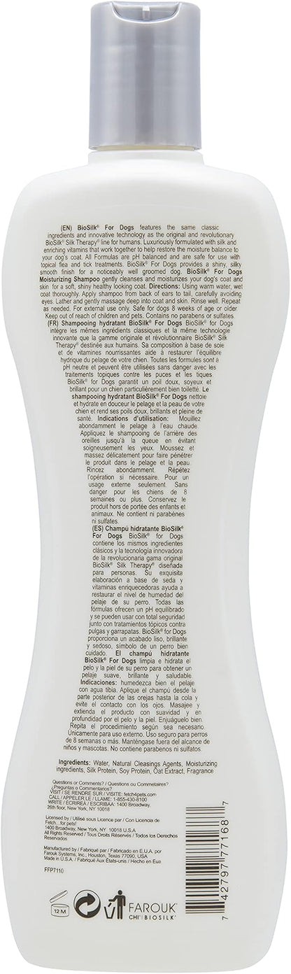 BioSilk for Dogs Silk Therapy Moisturizing Shampoo | Best Moisturizing Shampoo for All Dogs And Dogs With Dry, Itchy, and Sensitive Skin | 12 Oz Dog Shampoo - 2 Pack